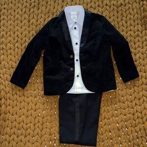 Boys Black Velvet Blazer and Pants Set